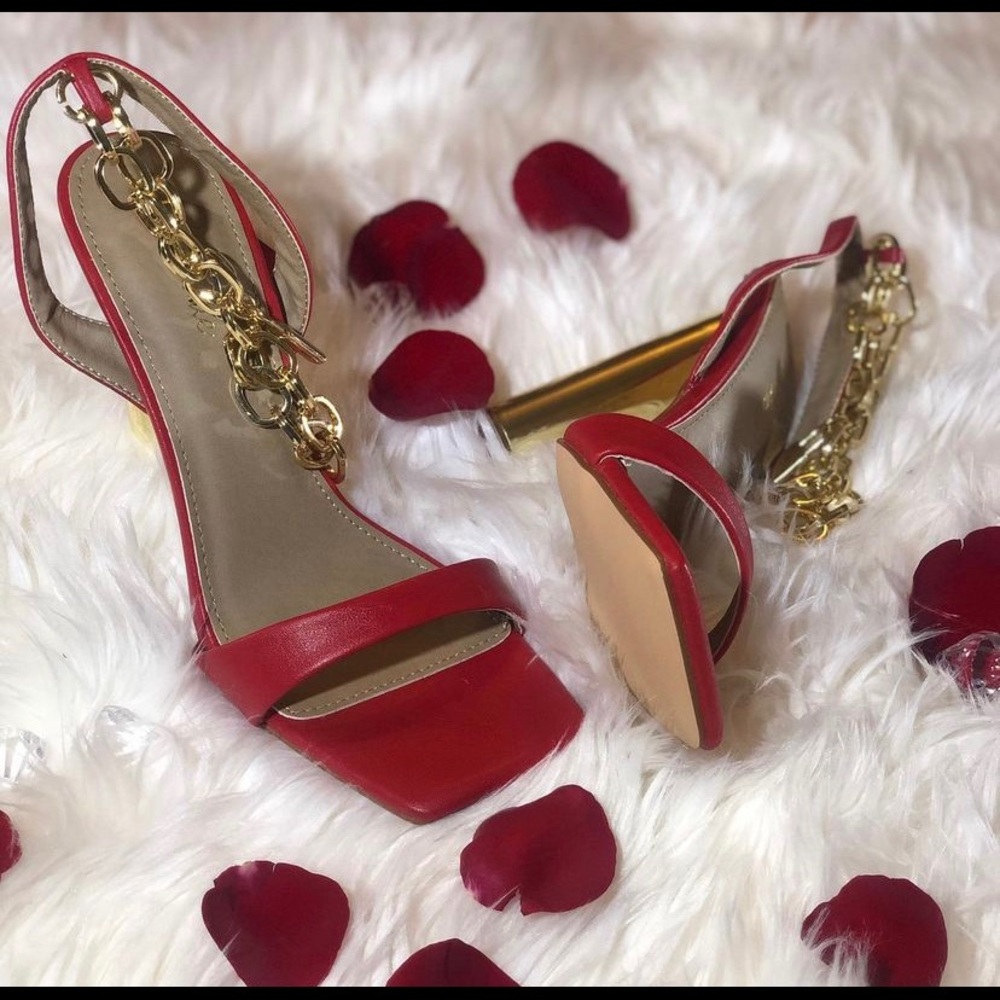 Red Heels w/ Gold lock ankle support - Picture 2 of 6